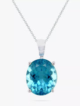 John Lewis E.W Adams 9ct White Gold Oval Topaz Pendant Necklace- Buy online at McGrocer