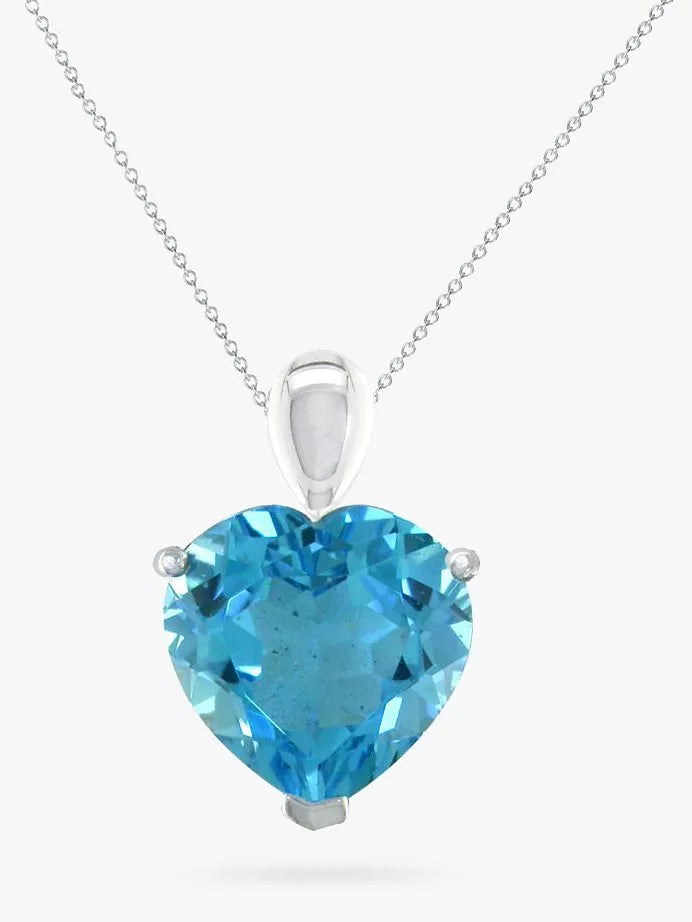 E.W Adams 9ct gold heart pendant blue topaz - British product