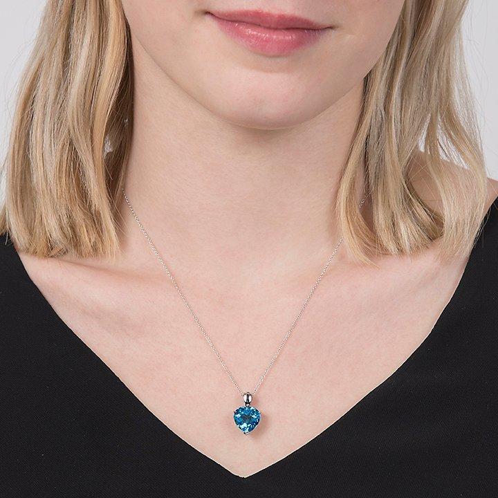 E.W Adams 9ct gold heart pendant blue topaz - British product