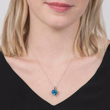 E.W Adams 9ct gold heart pendant blue topaz - British product