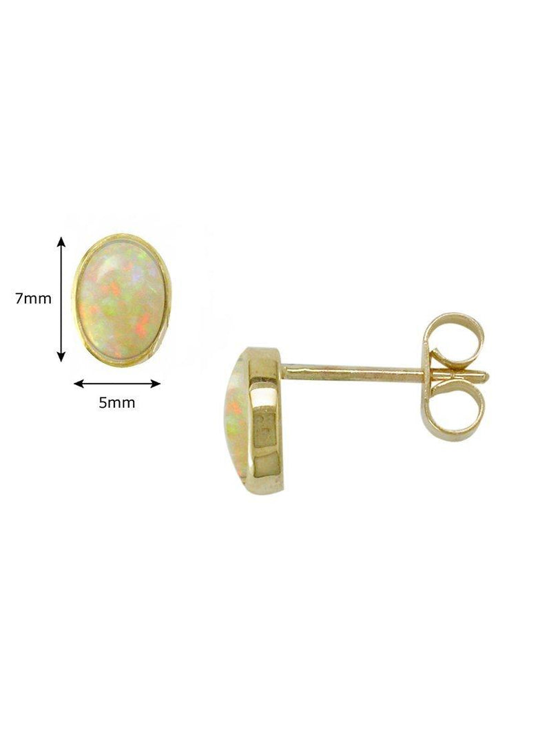 E.W Adams 9ct gold oval stud earrings with opal stone, imported from the UK