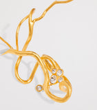 Schiaparelli hazelnut vine ring gold-plated brass rhinestone, imported from the UK