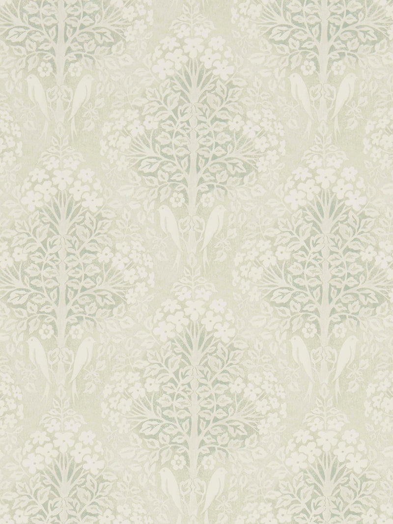 Vintage-inspired Wallpaper with Hedgerow Pattern of Birds and Flowers