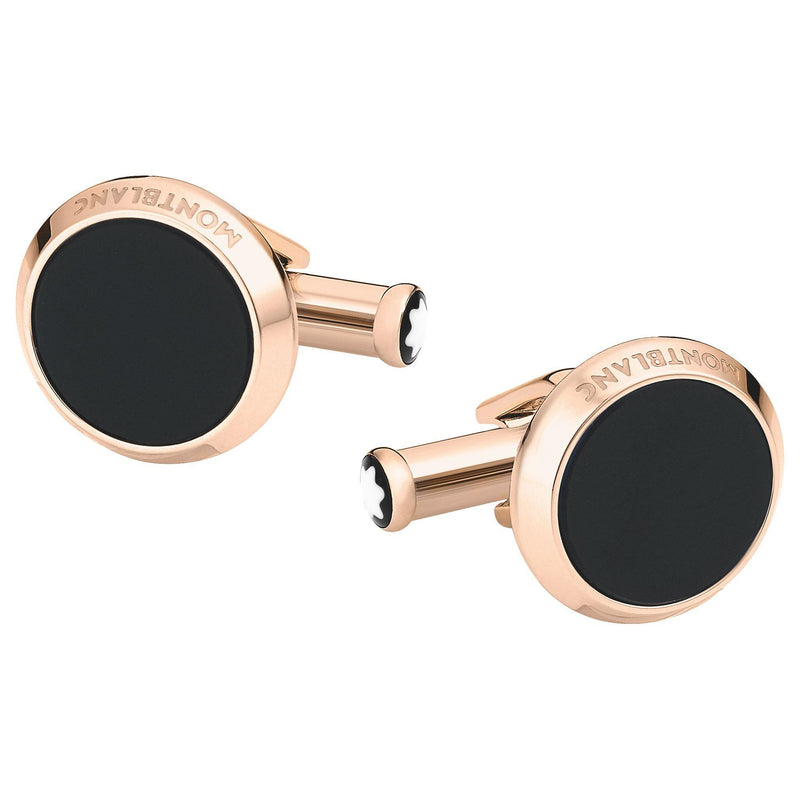 Montblanc round onyx cufflinks gold 16mm (British brand)