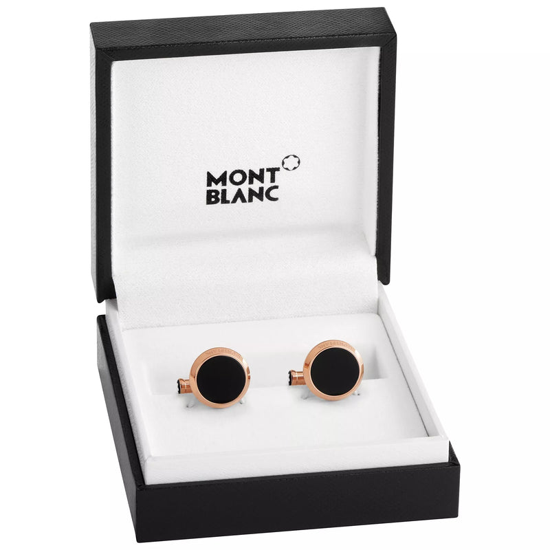 Montblanc round onyx cufflinks gold 16mm (British brand)