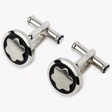 John Lewis Montblanc Snowcap Star Cufflinks Silver/Black 16mm- Buy online at McGrocer