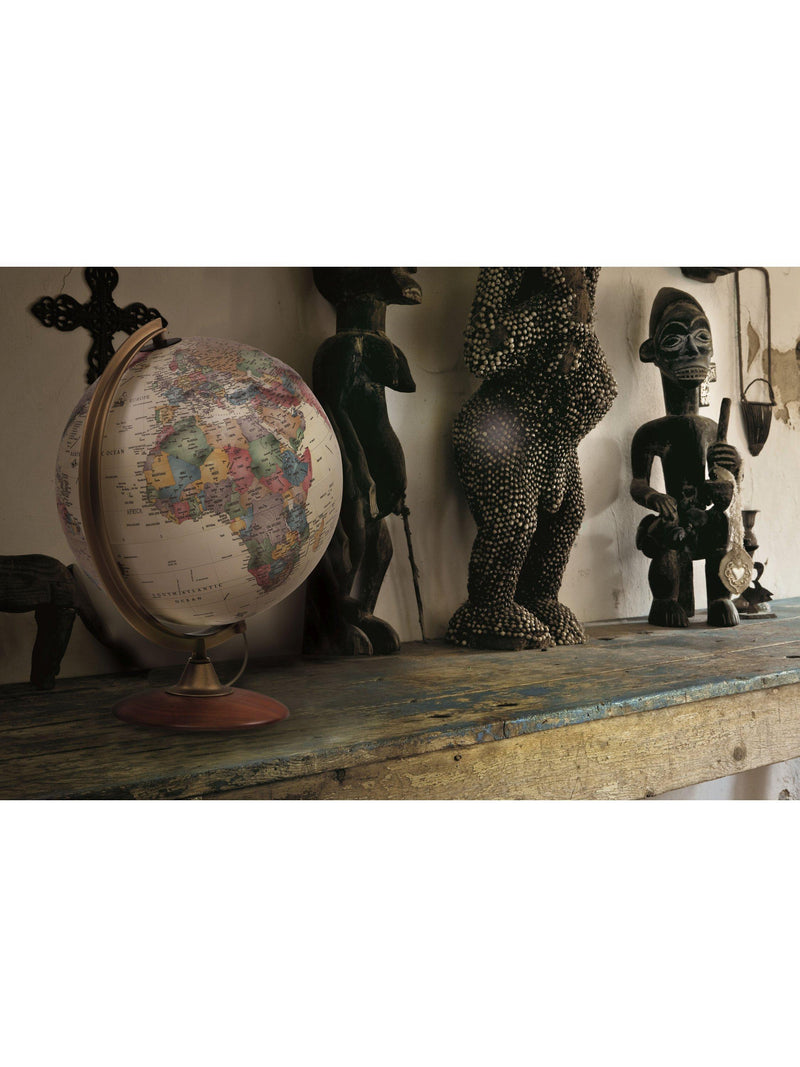 Nova Rico Colombo illuminated globe 30cm walnut pedestal, imported from the UK