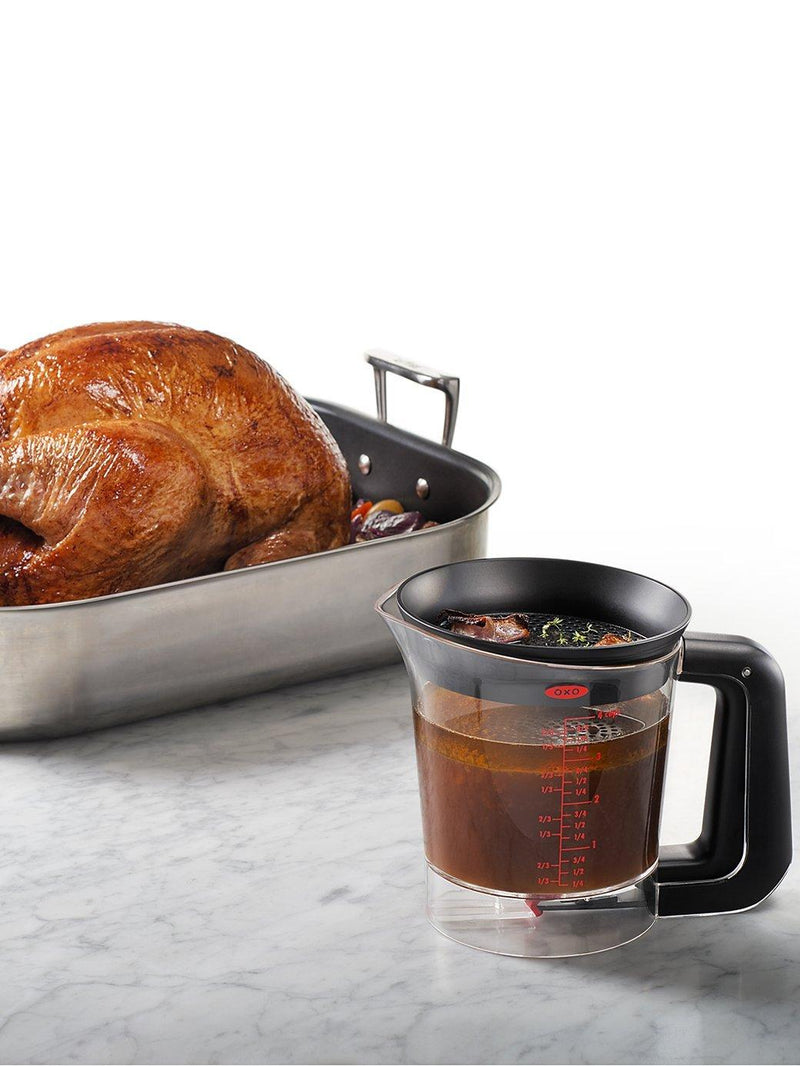 OXO trigger-operated gravy separator jug 900ml, imported from the UK