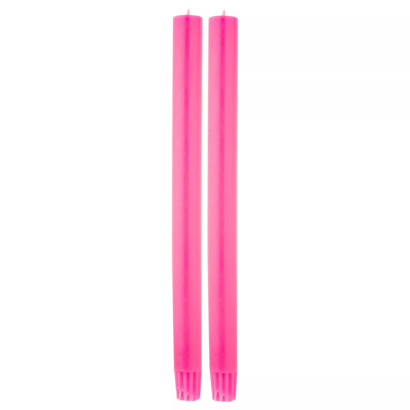 True Grace dinner candle fluorescent pink pair, UK version