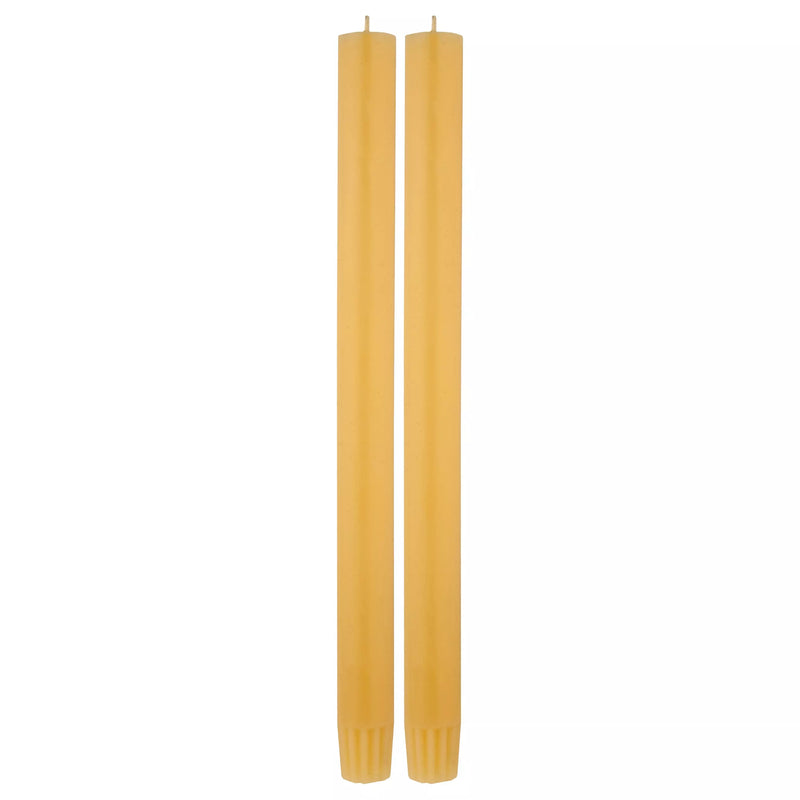 True Grace dinner candle pair in bee yellow (British brand)