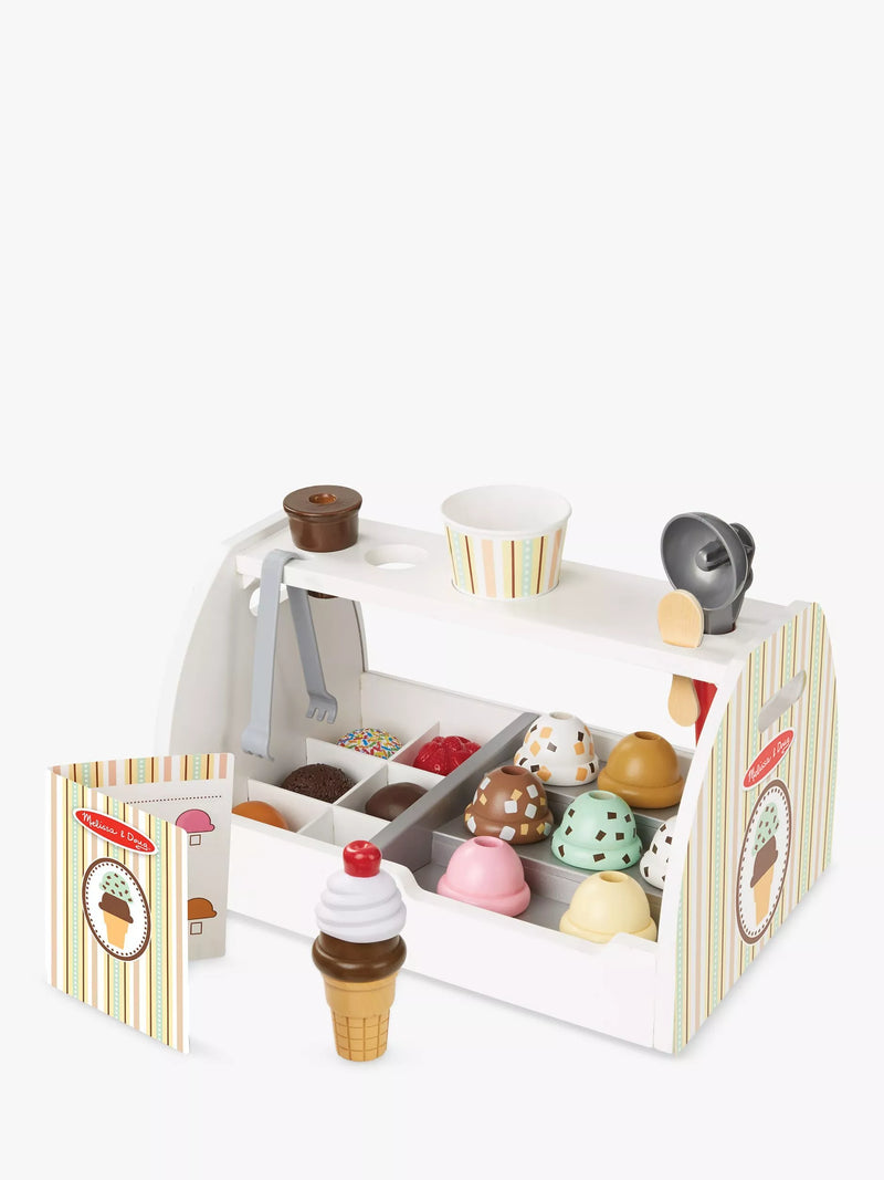 Melissa & Doug ice cream counter pretend play set 28 pieces, imported from the UK