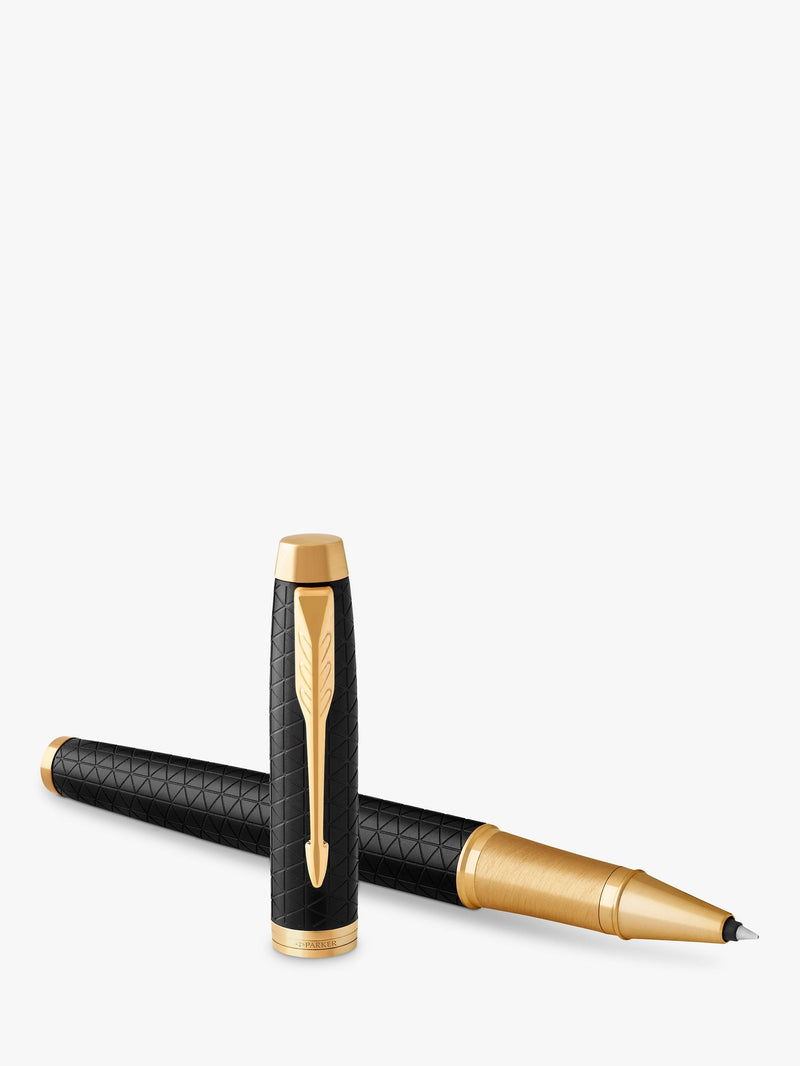 Parker IM Premium Chiselled Rollerball Pen in Black, imported from the UK