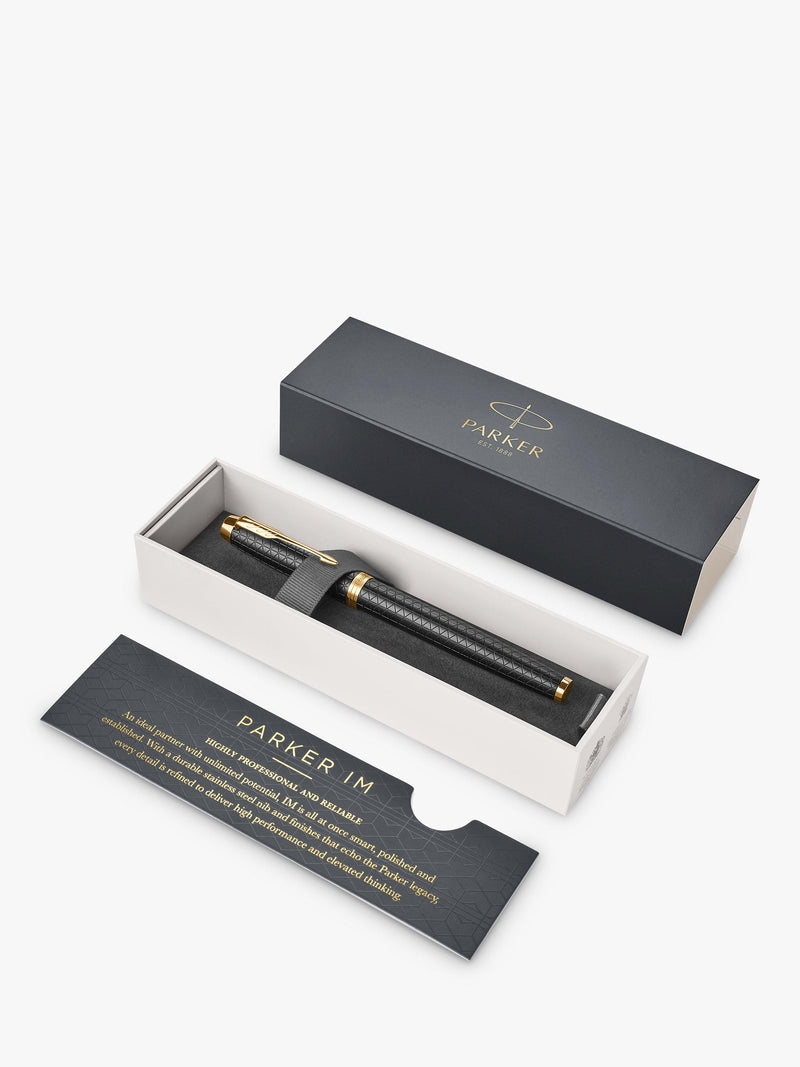 Parker IM Premium Chiselled Rollerball Pen in Black, imported from the UK