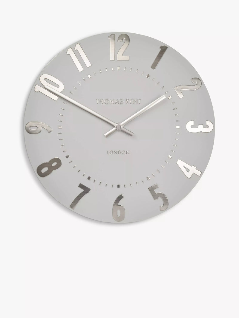 Thomas Kent Mulberry wall clock 30cm silver cloud - British product