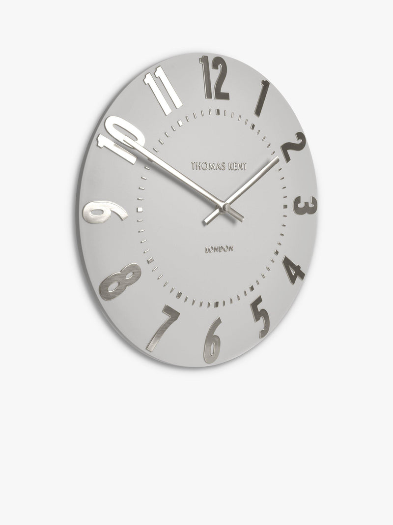 Thomas Kent Mulberry wall clock 30cm silver cloud - British product