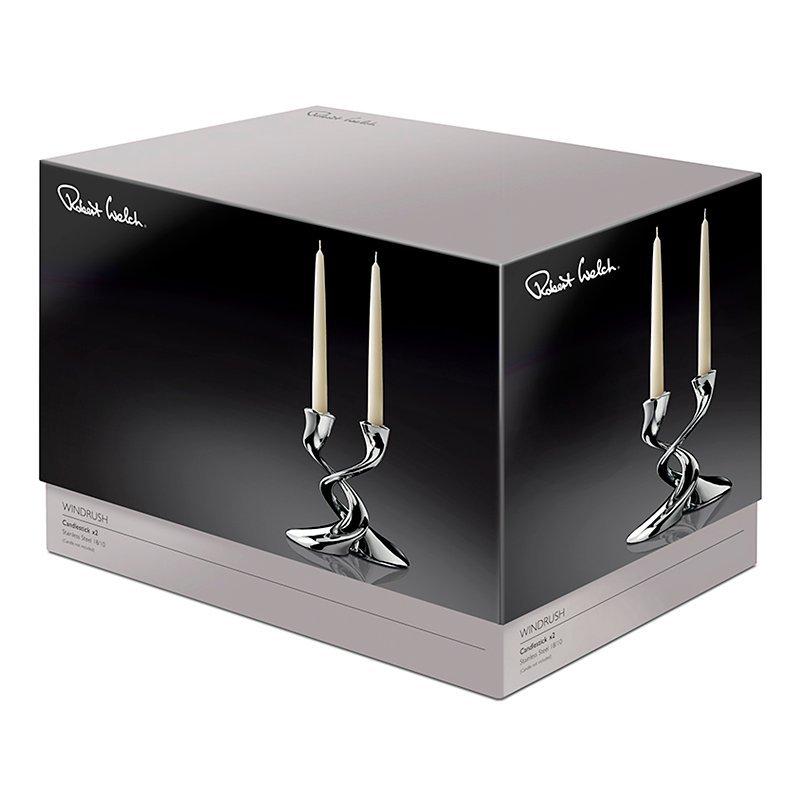 Robert Welch Windrush stainless steel candlestick, pack of 2, imported from the UK