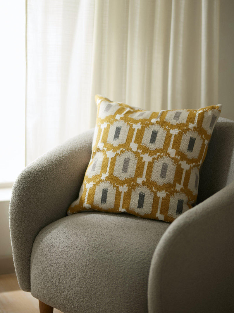 John Lewis Agra cushion with embroidered geometric design on cotton cover, UK version