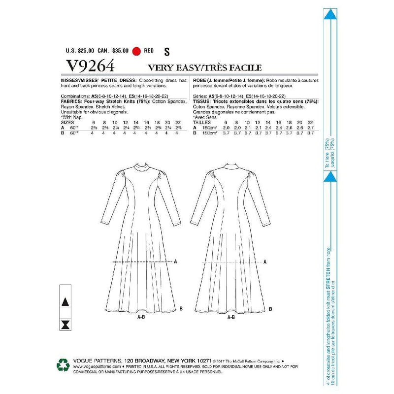 Vogue fit-and-flare dress sewing pattern 9264 (British brand)