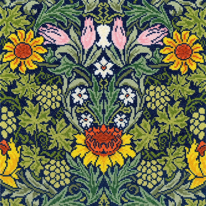 Bothy Threads William Morris Sunflower cross stitch kit 31cm, imported from the UK