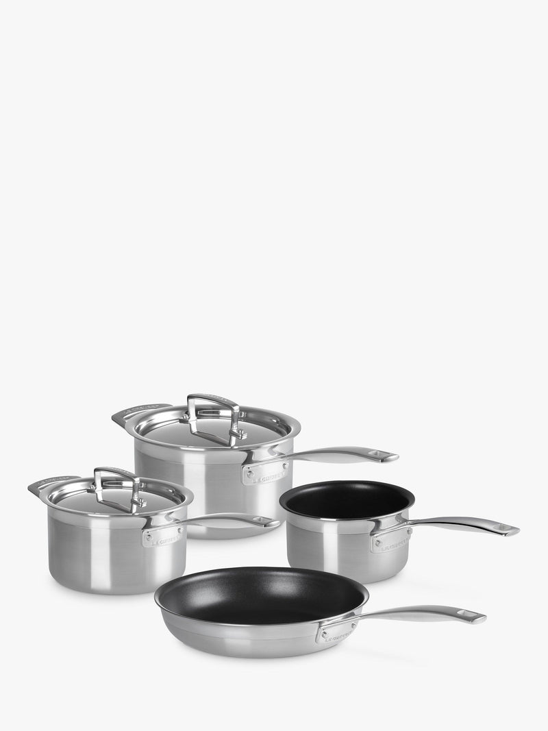Le Creuset 3-Ply Stainless Steel Cookware Set, 4 pieces, UK version