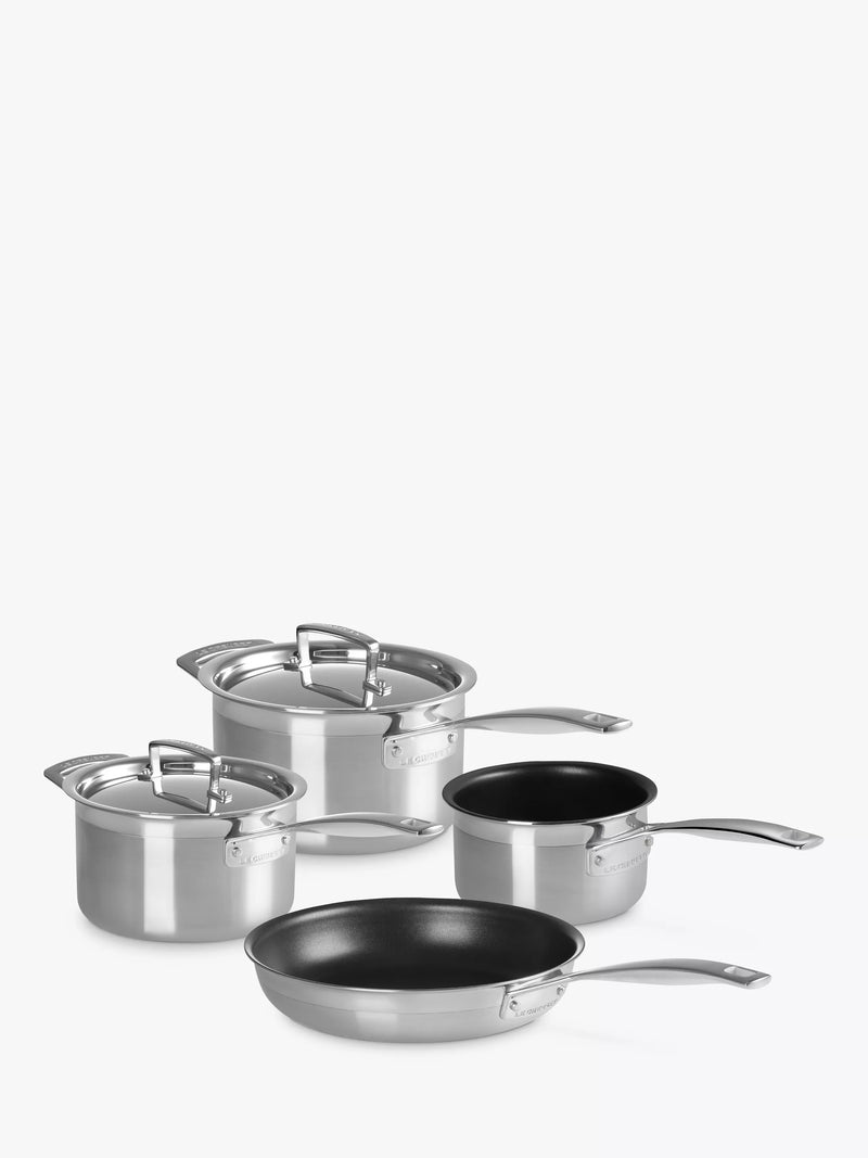 Le Creuset 3-Ply Stainless Steel Cookware Set, 4 pieces, UK version