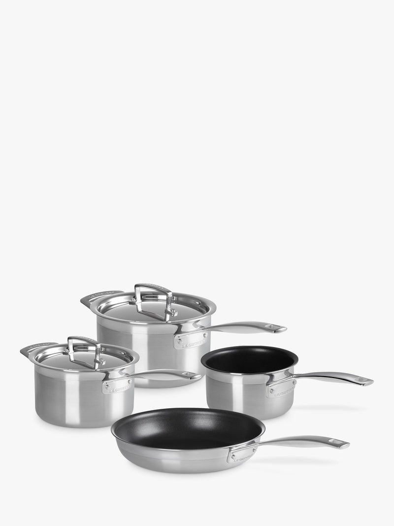 Le Creuset 3-Ply Stainless Steel Cookware Set, 4 pieces, UK version