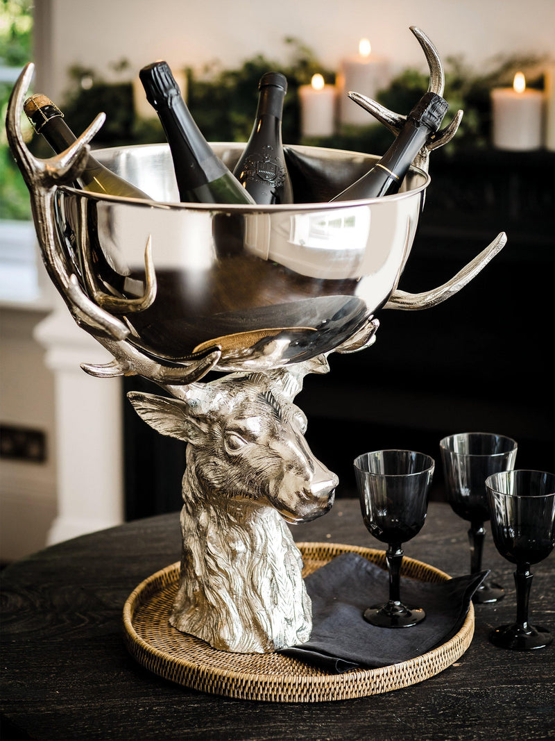 Culinary Concepts large stag head wine bowl silver, imported from the UK