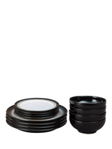 John Lewis Denby Halo Black/Multi Stoneware Dinnerware Set, 12 Piece- Buy online at McGrocer