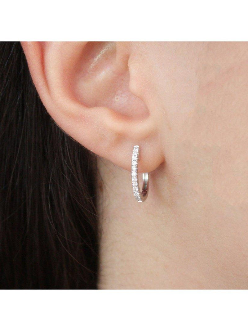 E.W Adams 18ct white gold diamond hoop earrings - British product