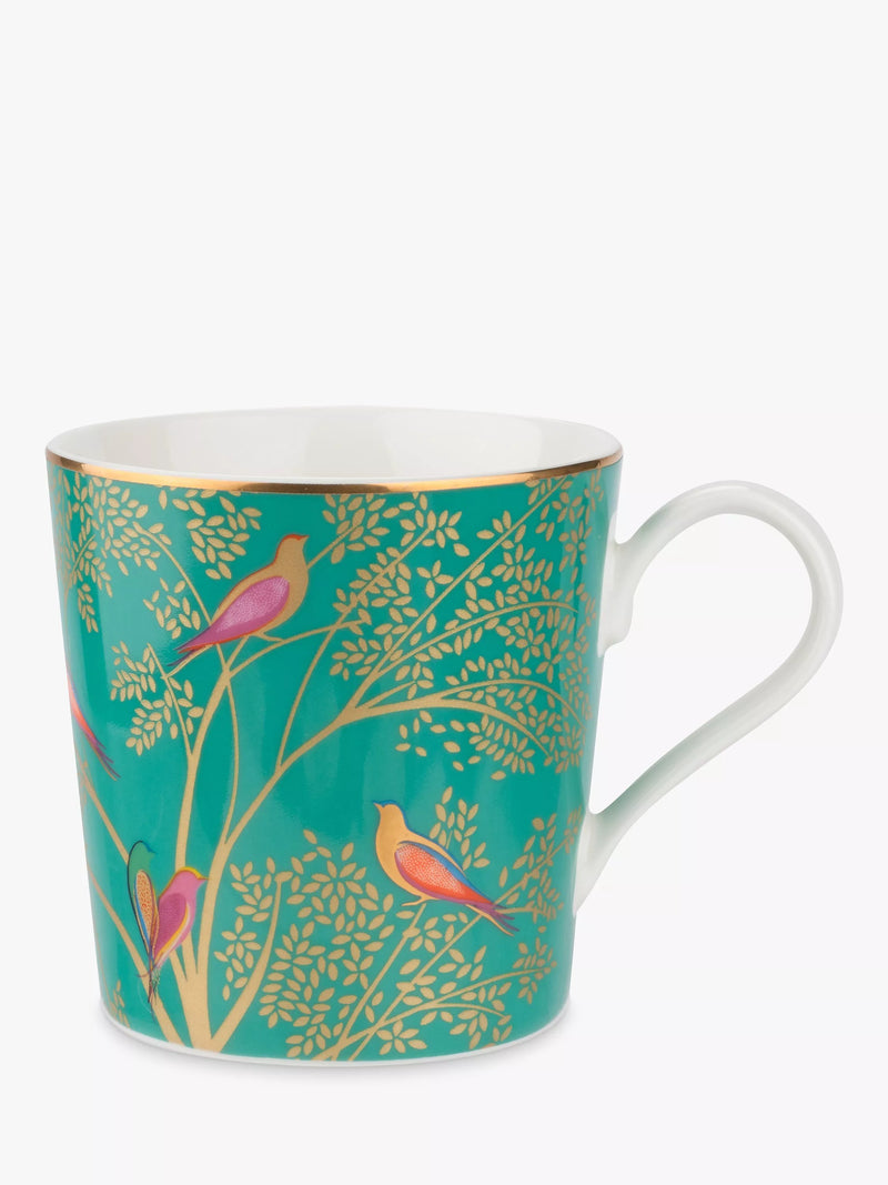 Sara Miller Chelsea Collection birds mug green 340ml (British brand)