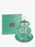Sara Miller green fine china 3-tier cake stand with bird motifs (British brand)
