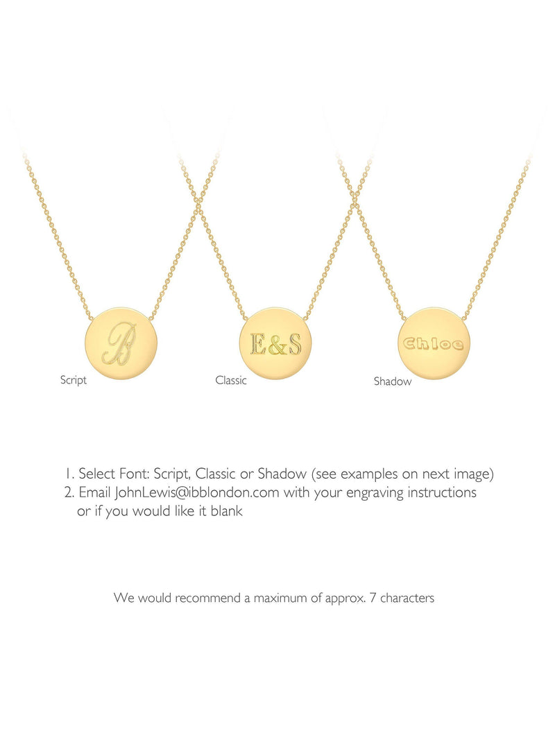 IBB personalised 9ct gold disc pendant necklace, UK version