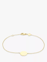 John Lewis IBB Personalised 9ct Gold Disc Initial Chain Bracelet- Buy online at McGrocer