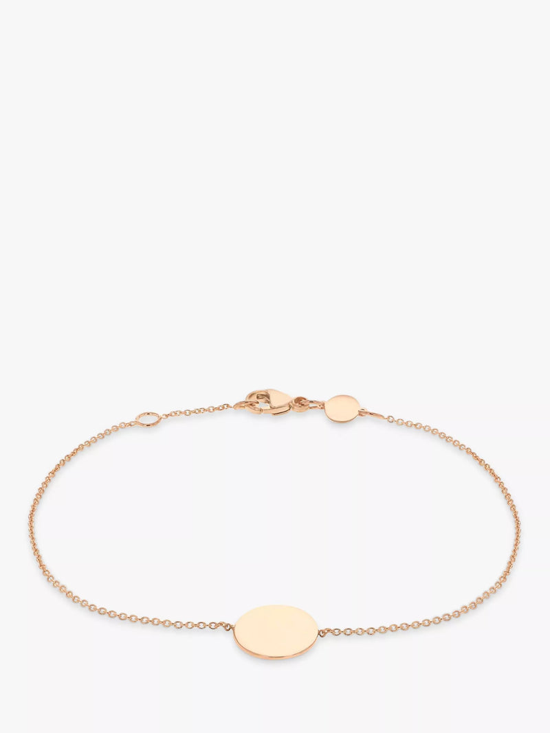 IBB Personalised 9ct Gold Disc Initial Chain Bracelet