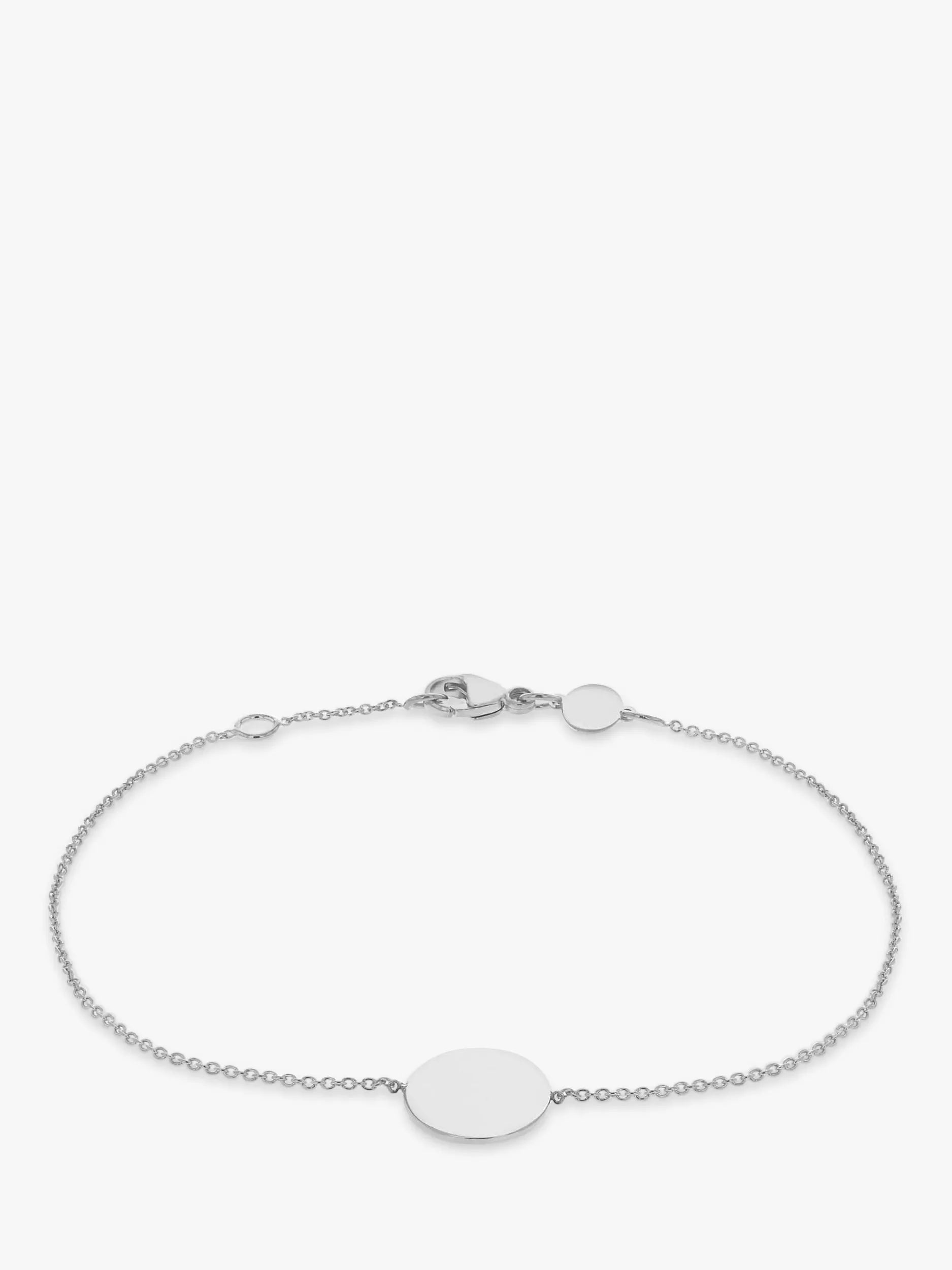 IBB Personalised 9ct White Gold Disc Initial Chain Bracelet - McGrocer