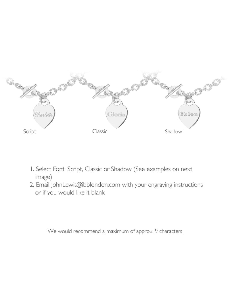 IBB personalised sterling silver heart link necklace 41cm - British product