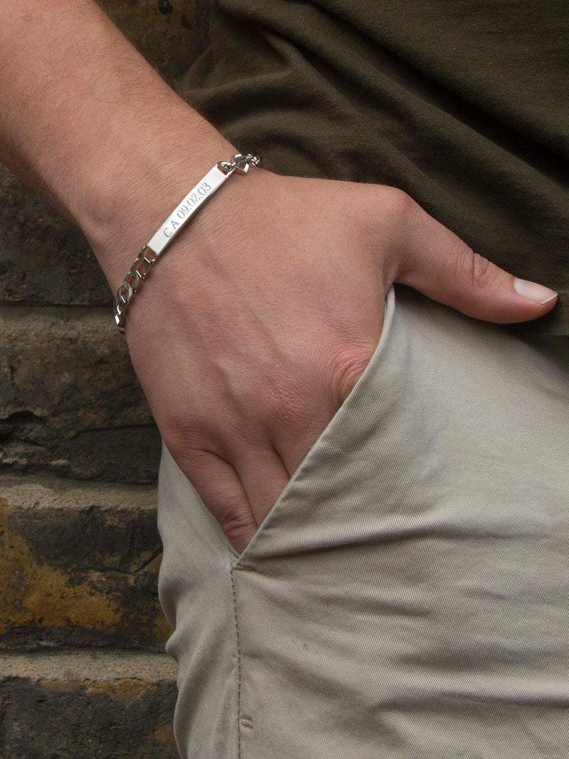 IBB sterling silver ID curb chain bracelet 19cm, UK version