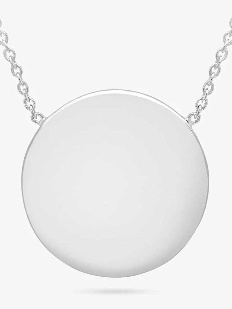 IBB personalised sterling silver disc pendant necklace, imported from the UK