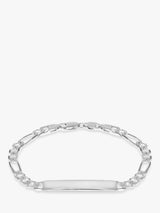 John Lewis IBB Personalised Sterling Silver ID Figaro Chain Bracelet 19cm- Buy online at McGrocer
