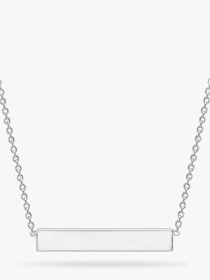 IBB Personalised Small Horizontal Bar Initial Pendant Necklace in Sterling Silver