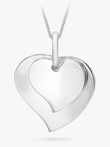 John Lewis IBB Personalised Sterling Silver Double Heart Pendant Necklace, Silver, 46cm- Buy online at McGrocer