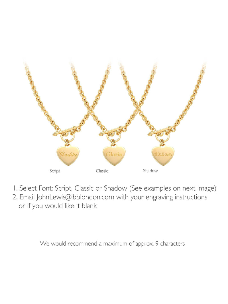 IBB personalised heart necklace gold plated sterling silver, imported from the UK