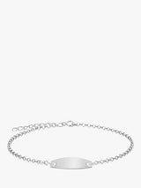 John Lewis IBB Personalised Sterling Silver Children's Oval ID Belcher Bracelet, Silver- Buy online at McGrocer