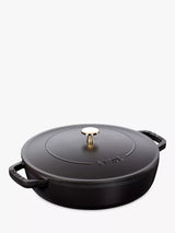 John Lewis Staub Round Cast Iron Sauté Pan with Chistera Lid, 24cm- Buy online at McGrocer