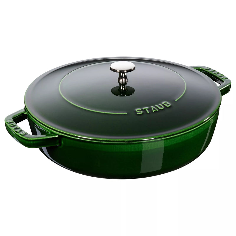 STAUB Round Cast Iron Saute Pan with Chistera Lid, 24cm - Grenadine
