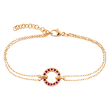 John Lewis London Road 9ct Rose Gold Ruby Circle Charm Meridian Bracelet- Buy online at McGrocer
