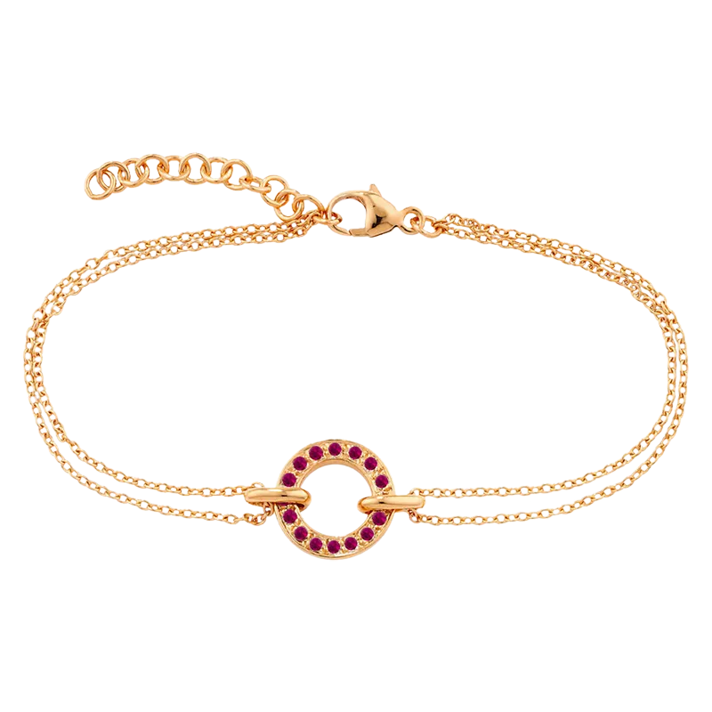 London Road rose gold ruby circle charm bracelet, UK version