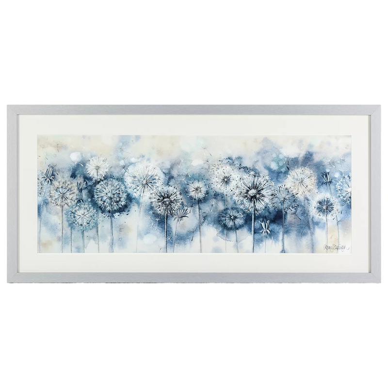 John Lewis blue dandelion embellished framed print 50x105cm - British product
