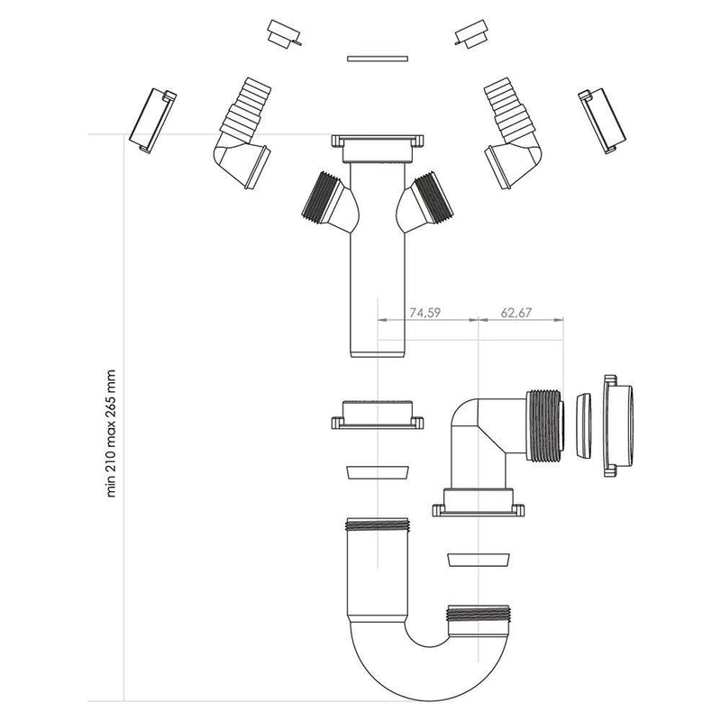 BLANCO single bowl sink odour trap plumbing connector kit - British product