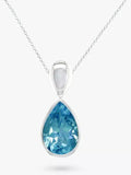 E.W Adams blue topaz pendant 9ct white gold imported from the UK